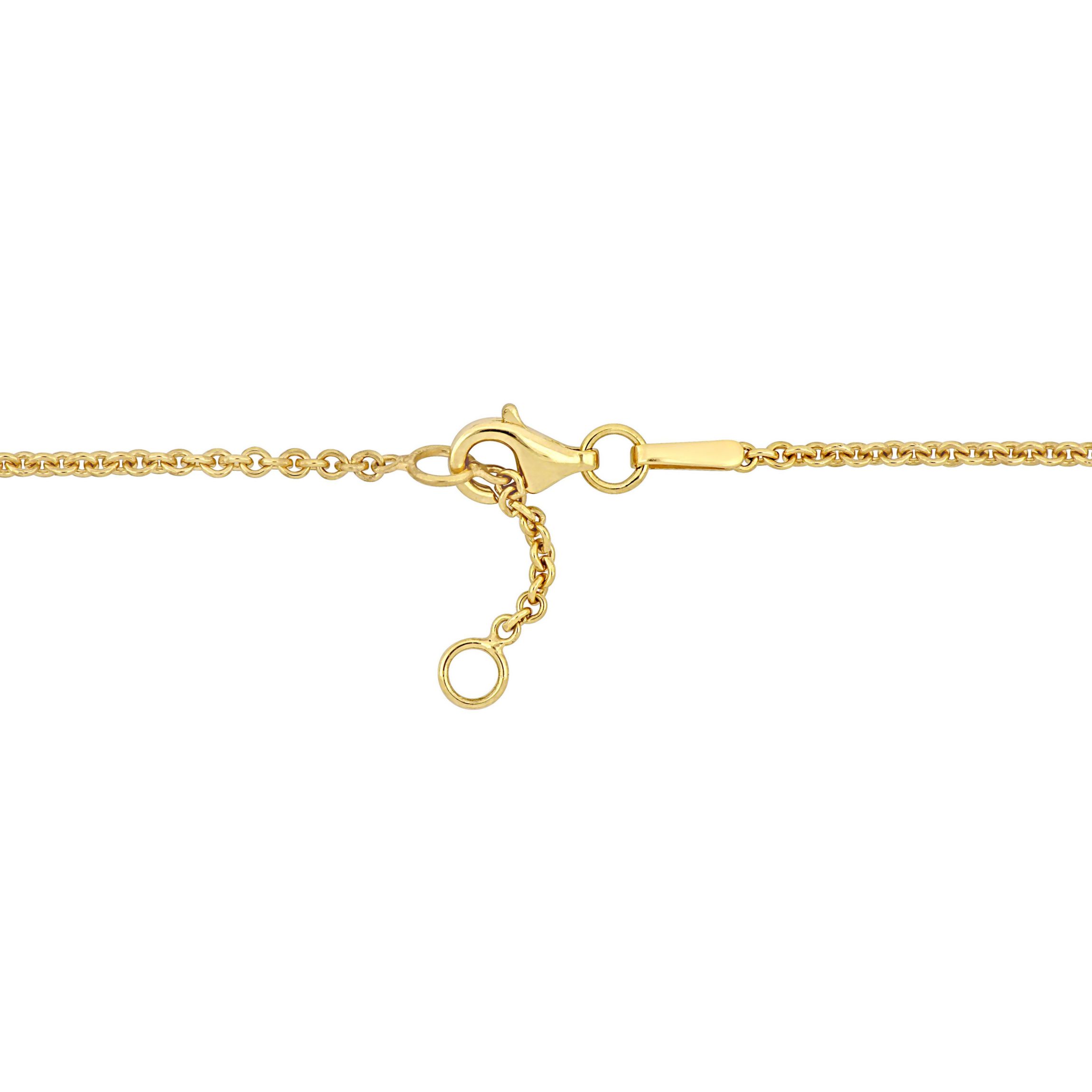 Heart & Key Charm "Mom" Necklace in 18K Yellow Gold Plated and White Sterling Silver