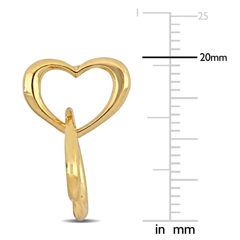 Double Heart Drop Earrings in Yellow Plated Sterling Silver