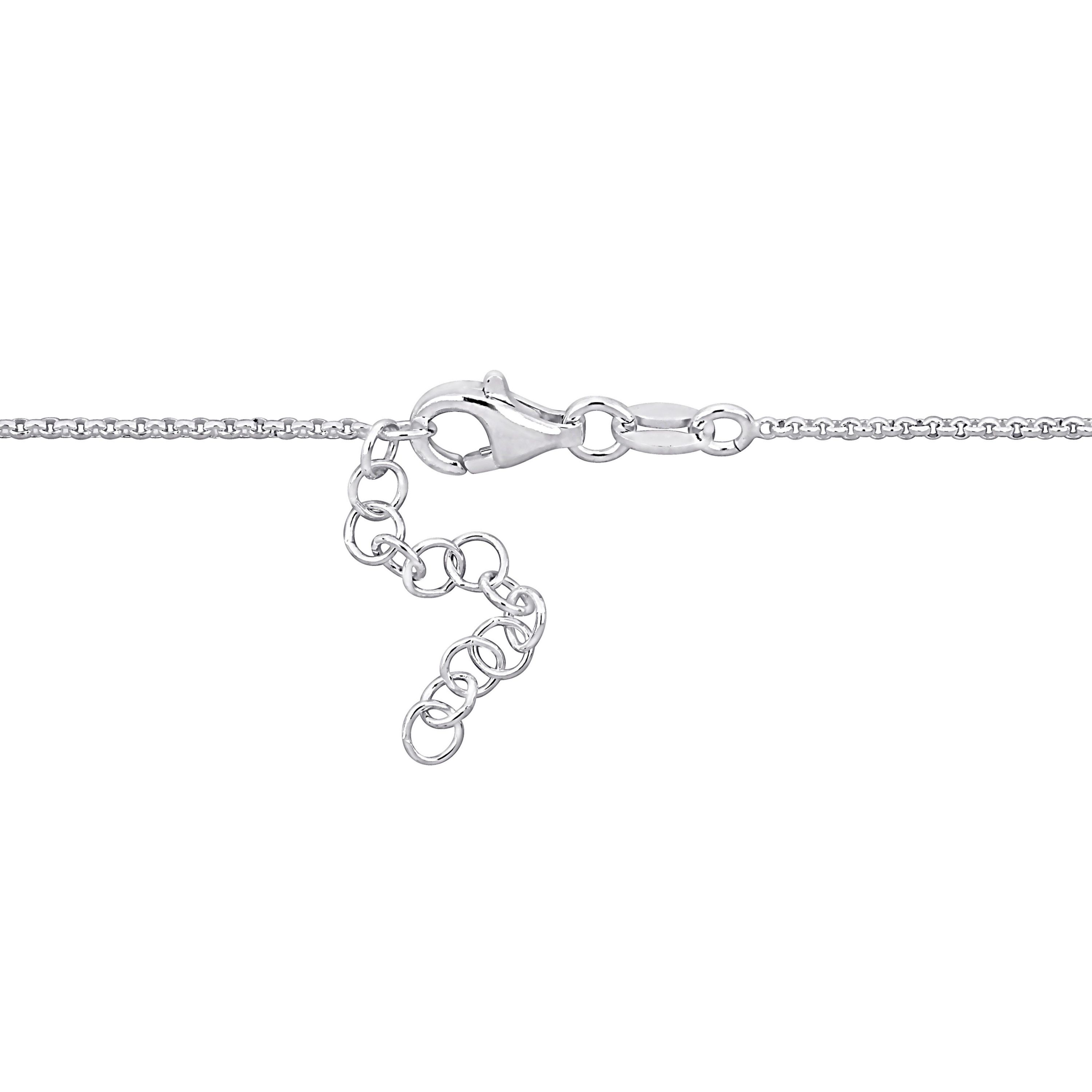 Heart Drop Necklace in 2-Tone Rose Plated & White Sterling Silver