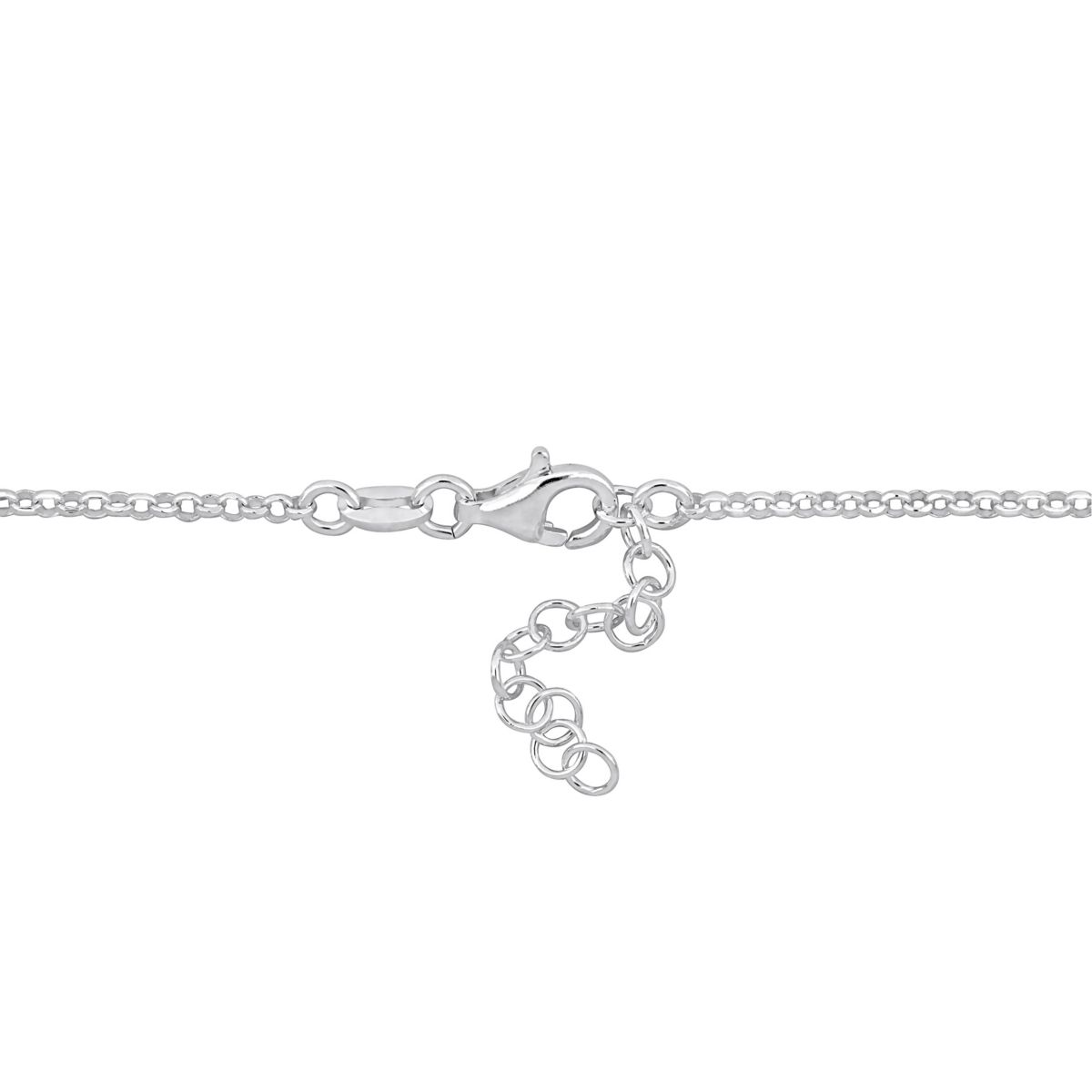 Heart Charm Station Rolo Chain Bracelet in Sterling Silver