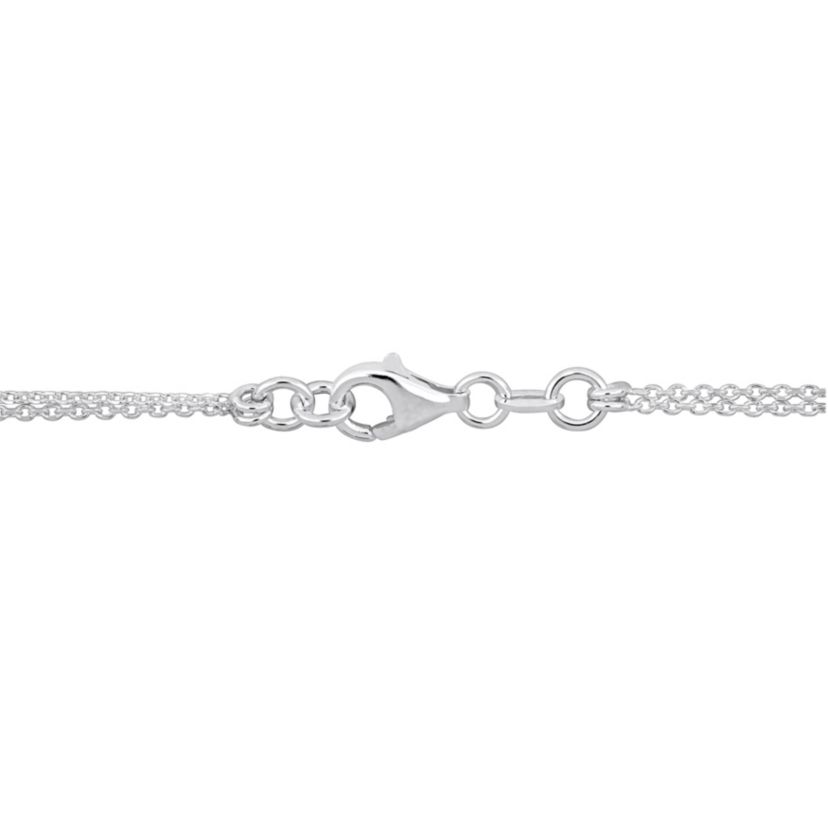 Double Strand Heart Necklace in 2-Tone Rose Plated & White Sterling Silver