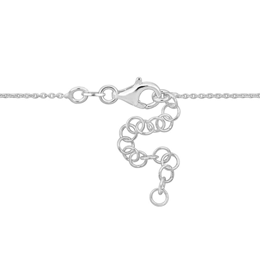 Heart Charm Cable Chain Necklace in 2-Tone Rose Plated & White Sterling Silver
