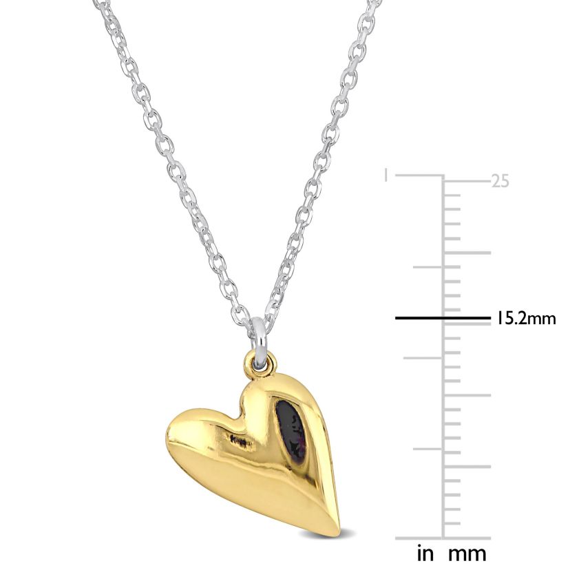Heart Charm Necklace in 2-Tone Yellow Plated & White Sterling Silver