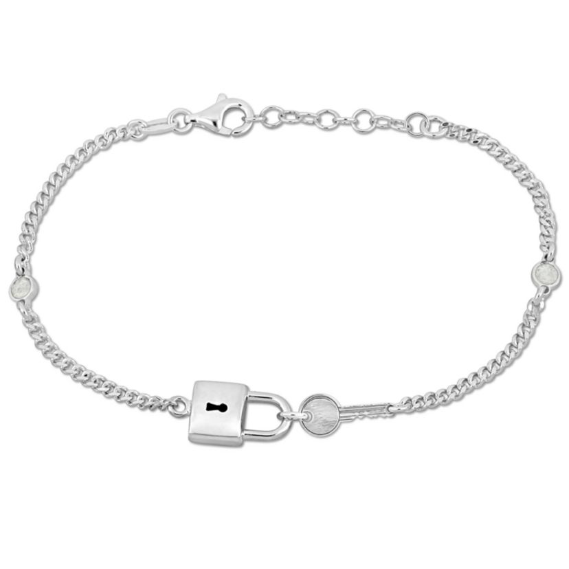 2MM Lock & Key CurbLink Chain Bracelet in Sterling Silver