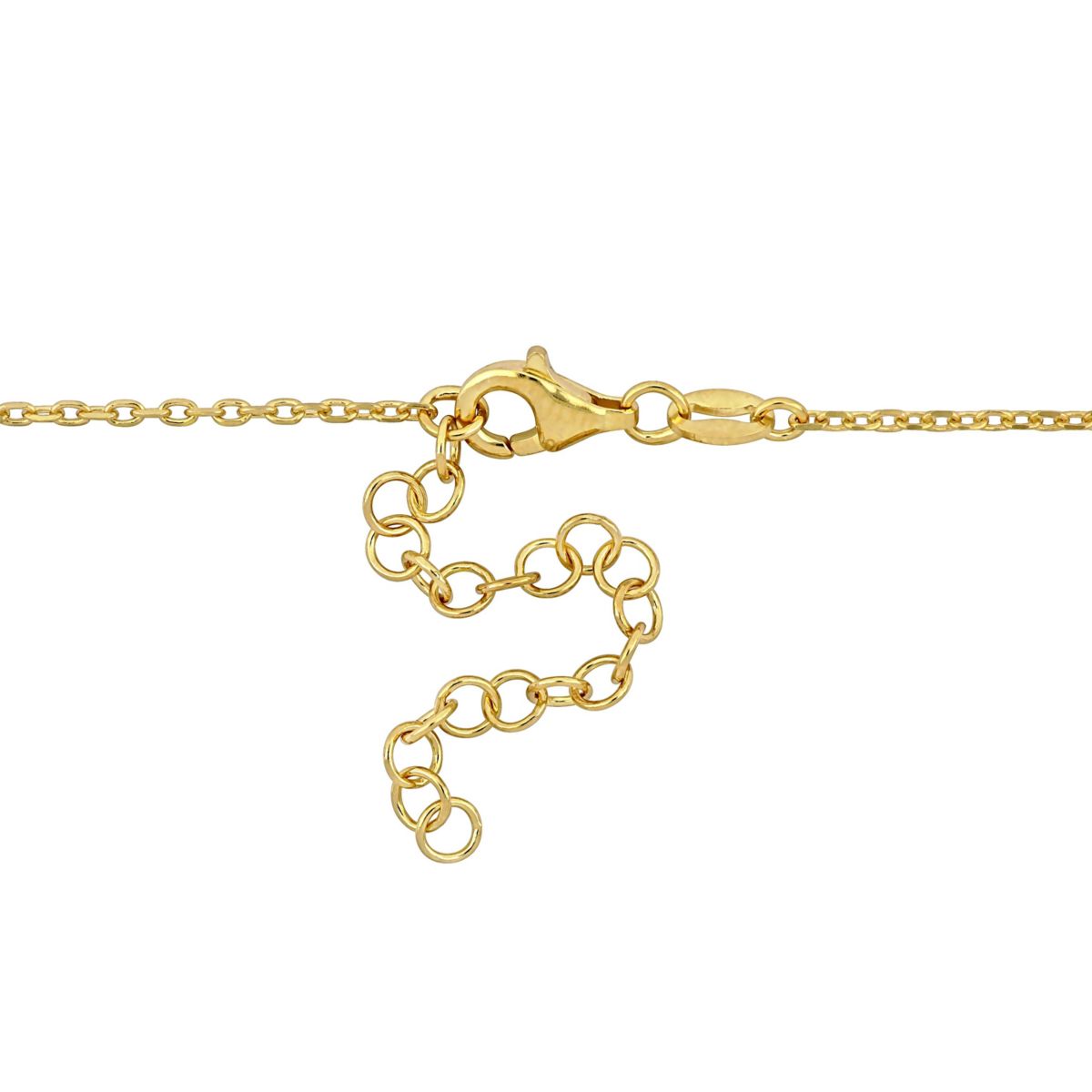 Lock & Key Charm  with White Enamel Necklace in Yellow Plated Sterling Silver