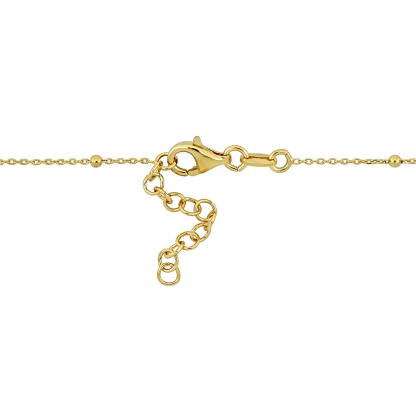 Pink Enamel Lock & Heart Charm Necklace in Yellow Plated Sterling Silver