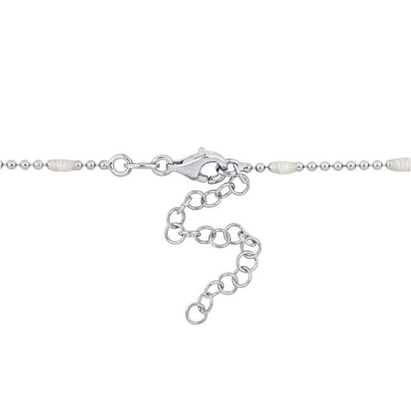 1.5MM Ball Link Bracelet with White Enamel in Sterling Silver