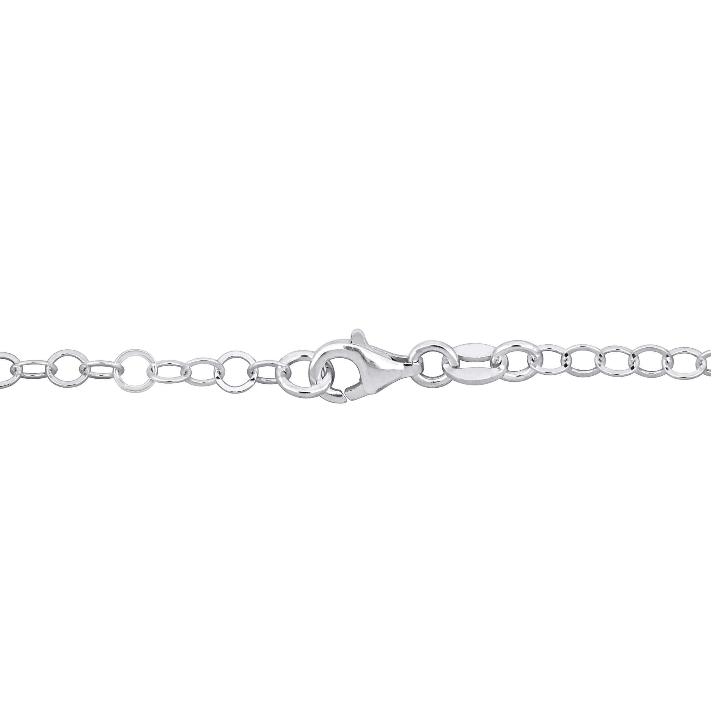 Blue Enamel Angels & Hearts Charm Bracelet in Sterling Silver