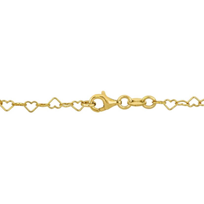 3.3MM Heart Link Bracelet with Enamel Heart Charms in Yellow Plated Sterling Silver