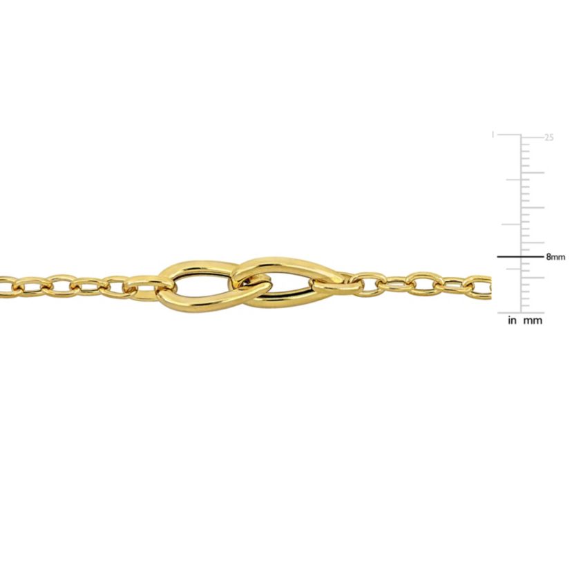 Double Pear Link Bracelet in Yellow Plated Sterling Silver