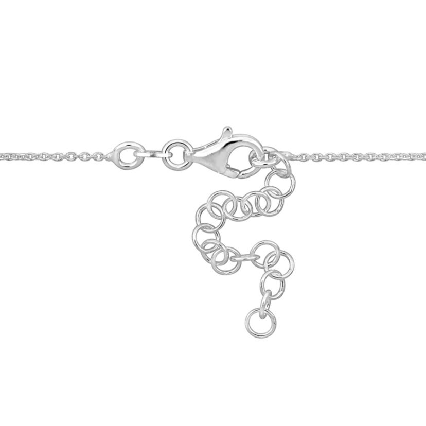 Heart Lock Charm with White Enamel Necklace in Sterling Silver