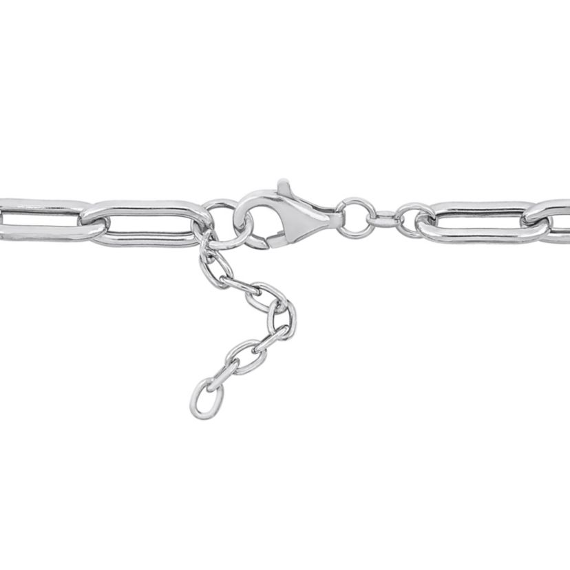 Oval Link with Black Sparkle Enamel Necklace in Sterling Silver
