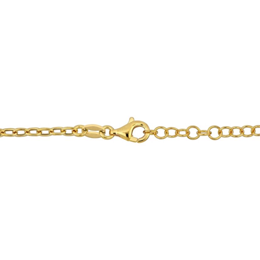 Double Pear shape Link station Oval Link Chain Necklace in Yellow Plated Sterling Silver