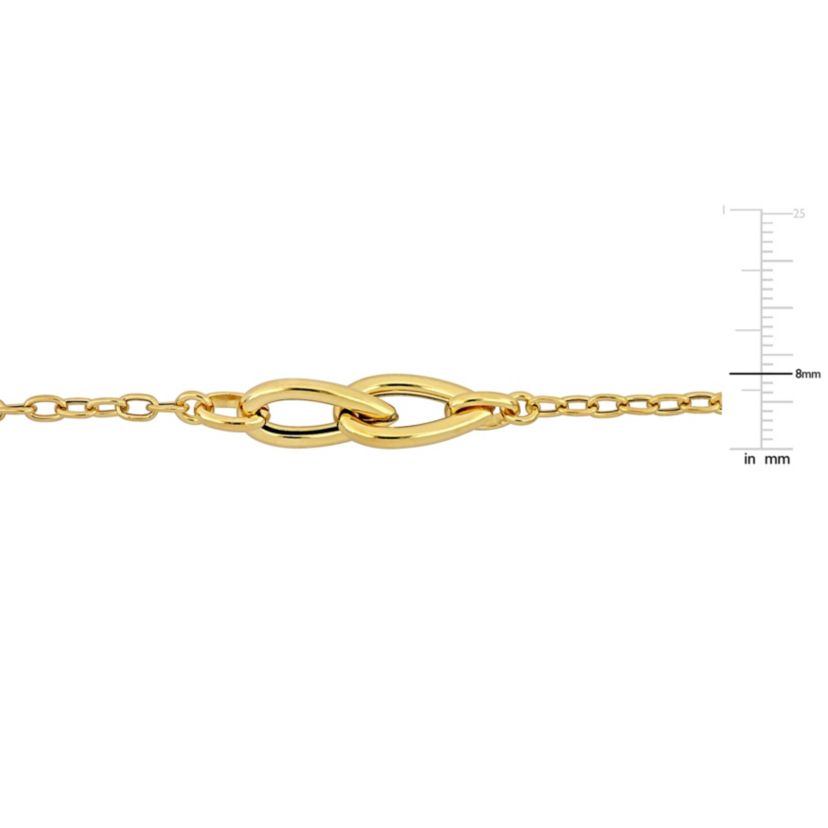 Double Pear shape Link station Oval Link Chain Necklace in Yellow Plated Sterling Silver