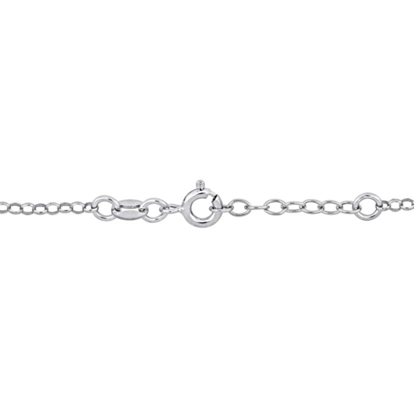 Enamel Dog Charm Rolo Chain Bracelet in Sterling Silver