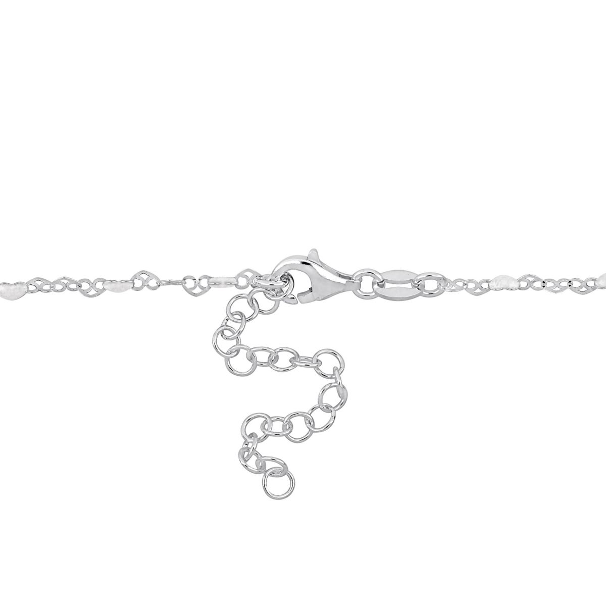 2.25MM Heart Link with White Enamel Necklace in Sterling Silver