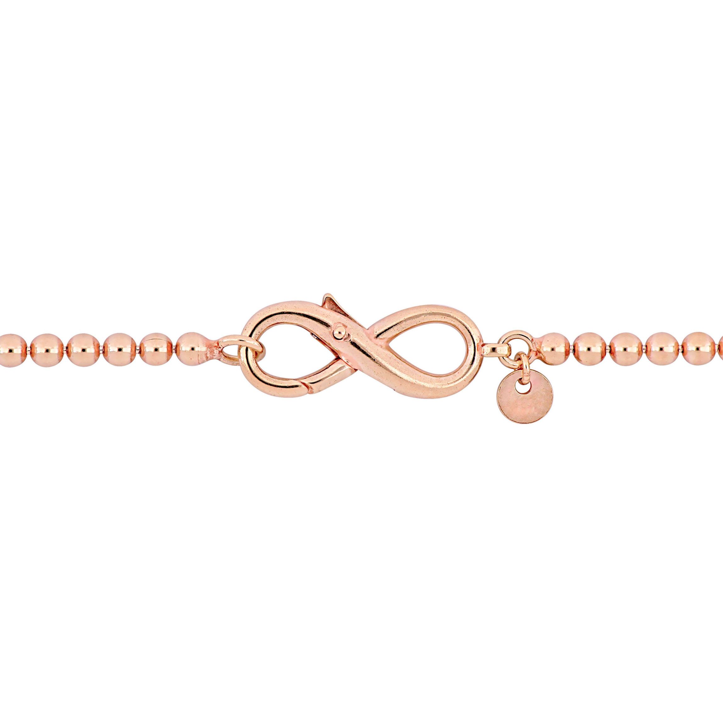 Bead Link Bracelet with Infinity Clasp in Rose Plated Sterling Silver - 9"