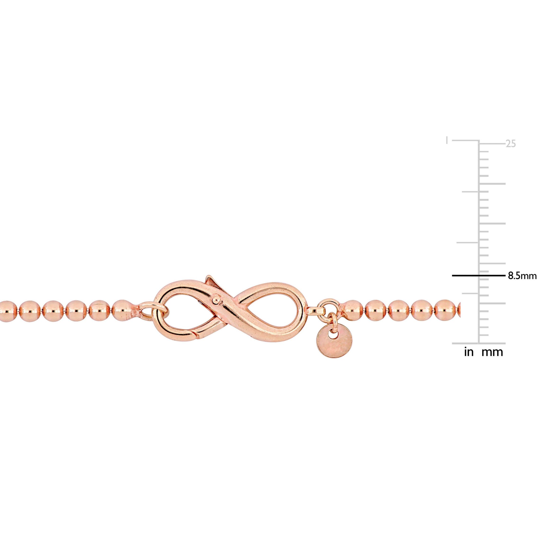 Bead Link Bracelet with Infinity Clasp in Rose Plated Sterling Silver - 9"