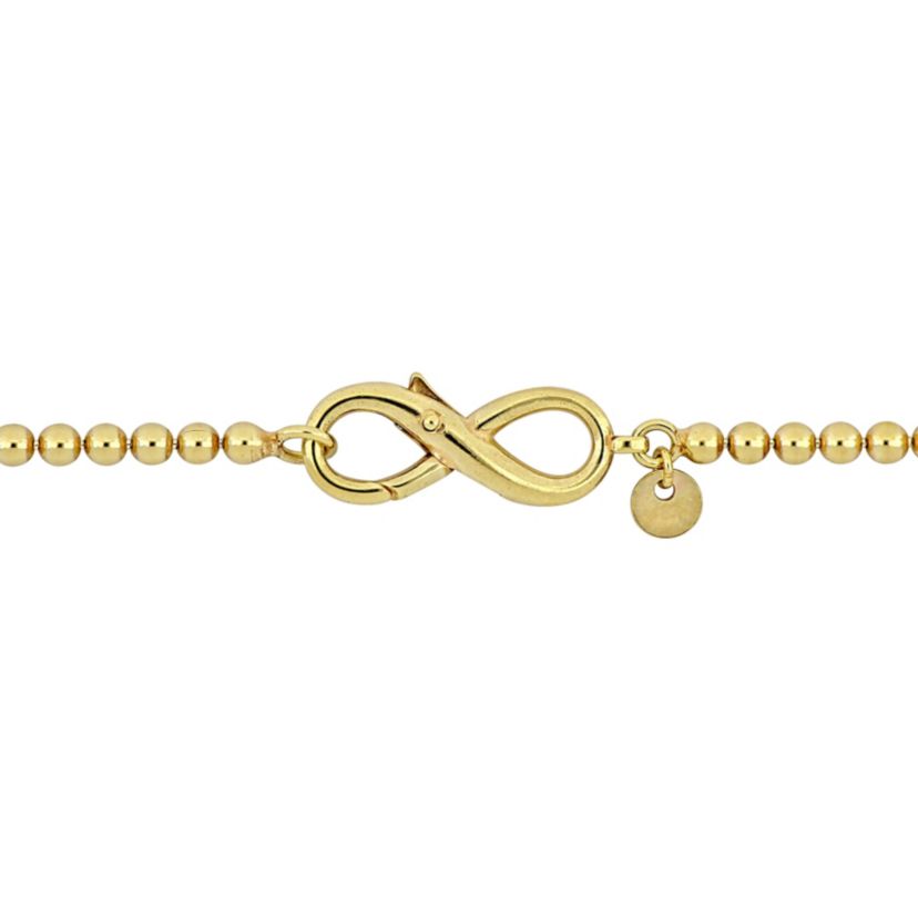 Bead Link Bracelet with Infinity Clasp in Yellow Plated Sterling Silver - 9"