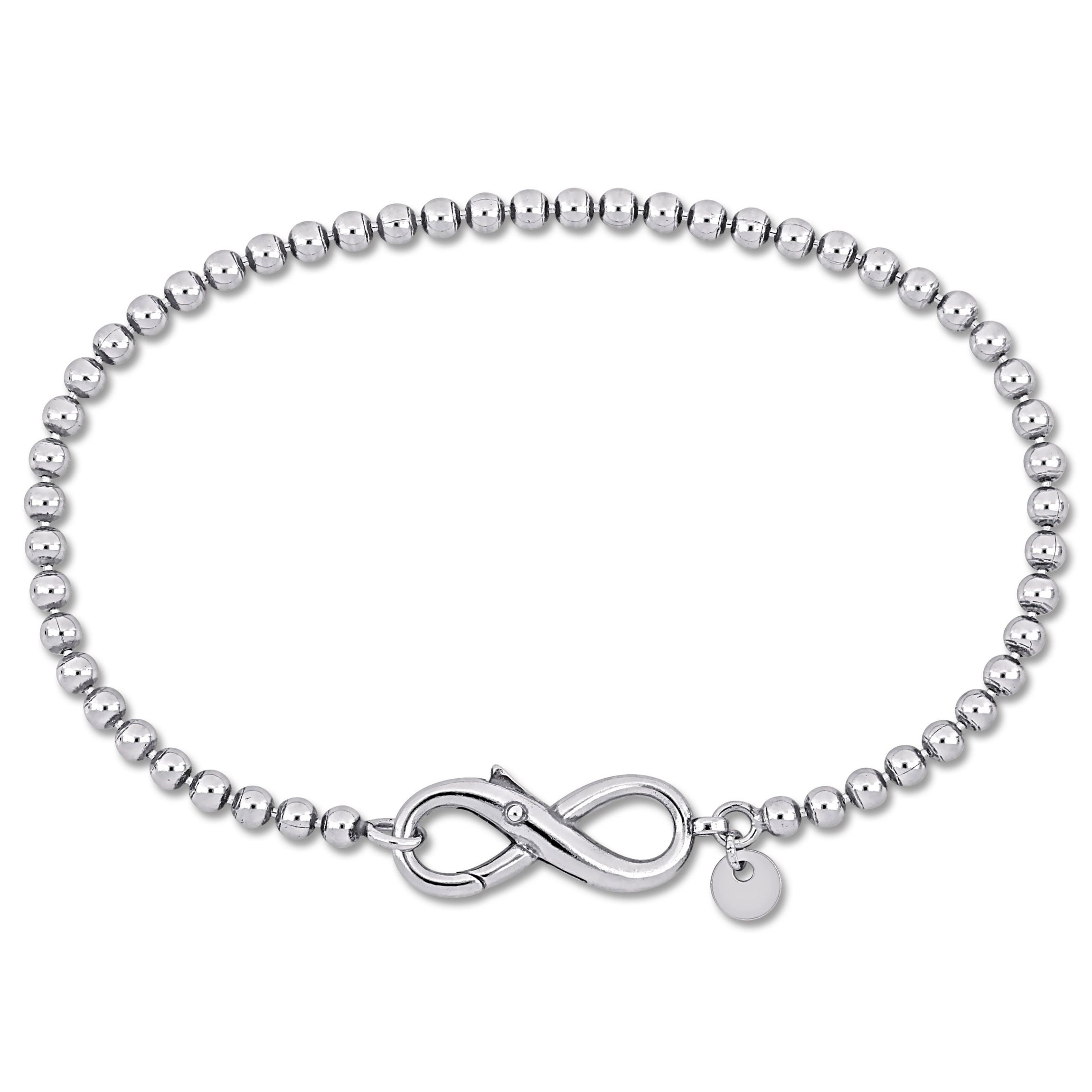 Bead Link Bracelet with Infinity Clasp in Sterling Silver