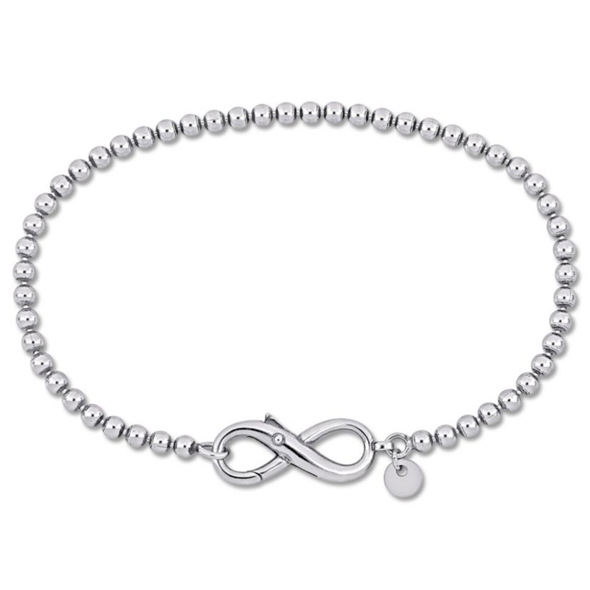 Bead Link Bracelet with Infinity Clasp in Sterling Silver