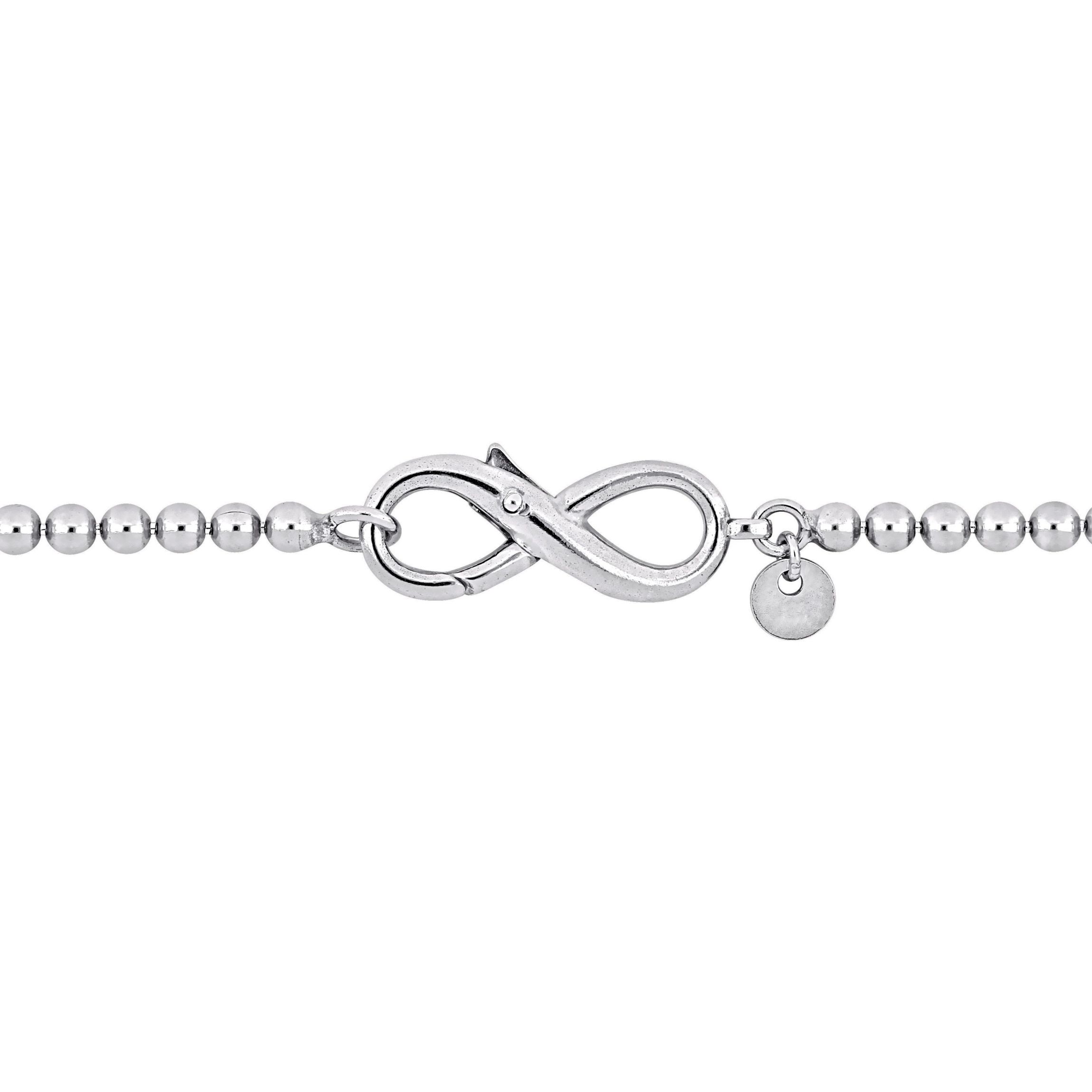 Bead Link Bracelet with Infinity Clasp in Sterling Silver
