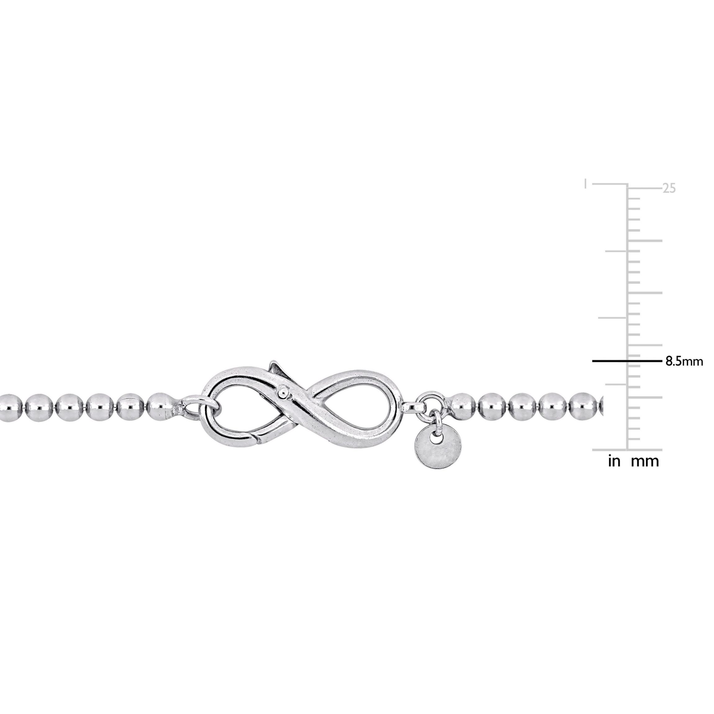 Bead Link Bracelet with Infinity Clasp in Sterling Silver