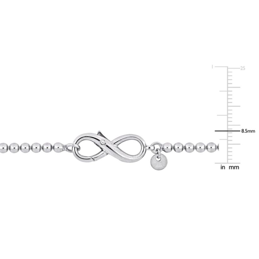 Bead Link Bracelet with Infinity Clasp in Sterling Silver