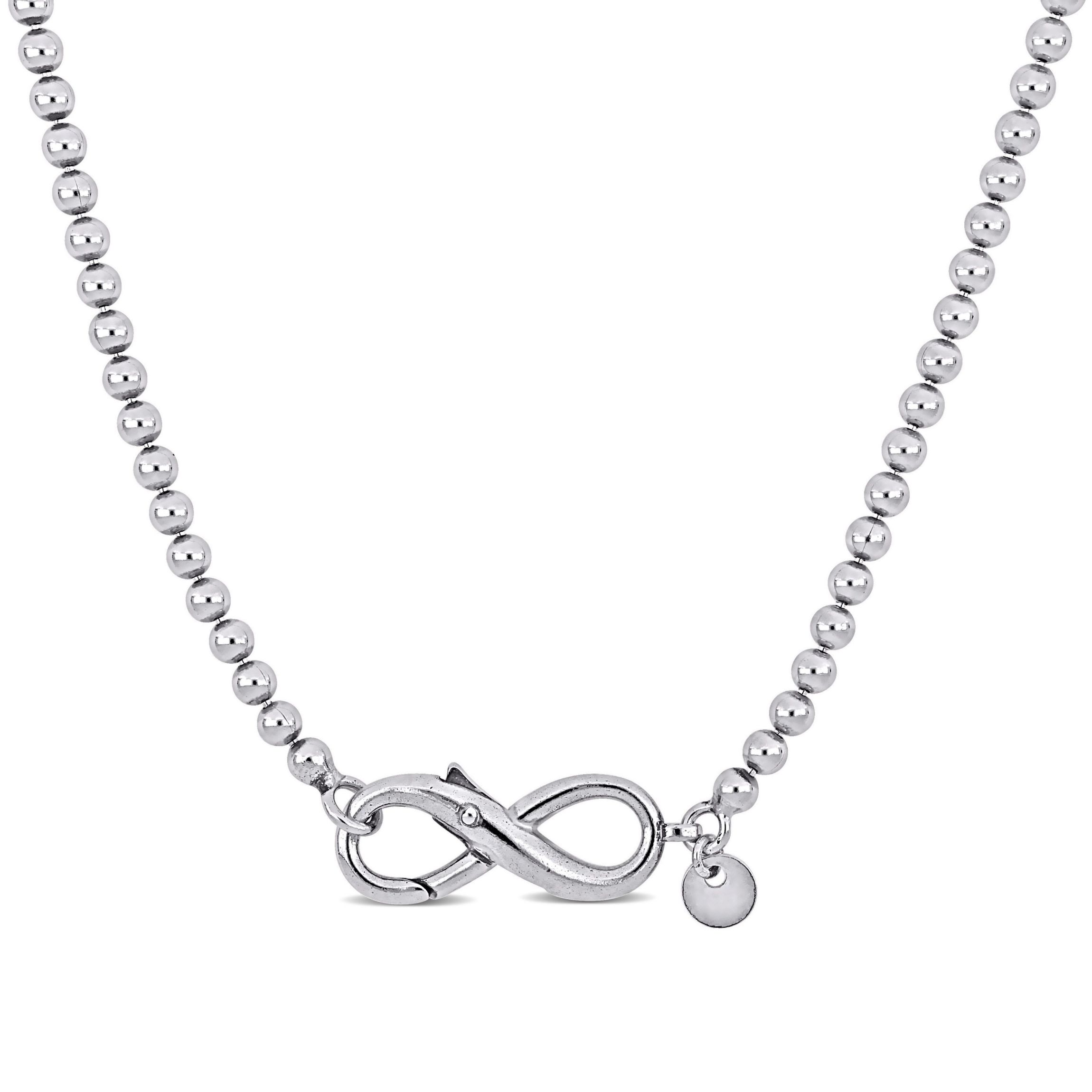 Bead Link Necklace with Infinity Clasp in Sterling Silver - 18"