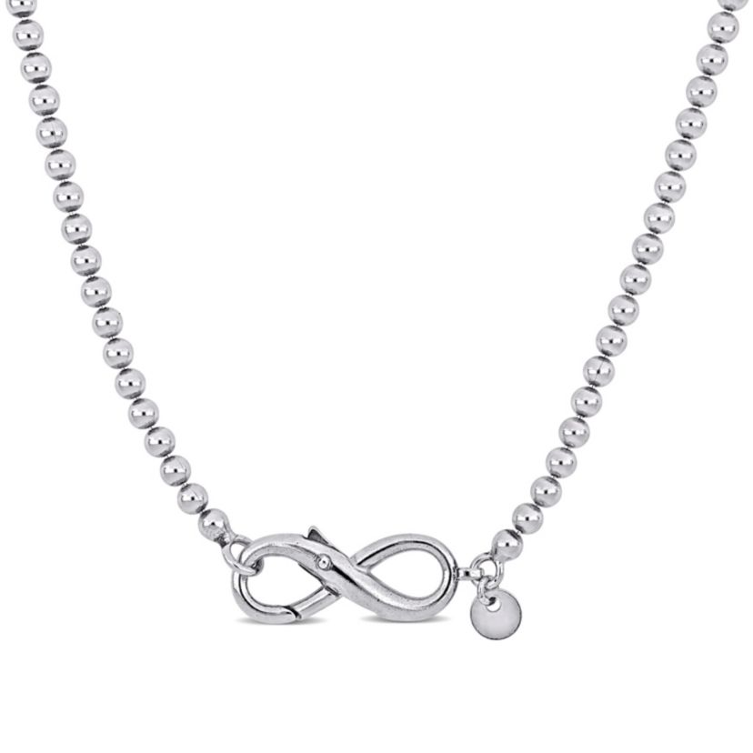 Bead Link Necklace with Infinity Clasp in Sterling Silver - 18"