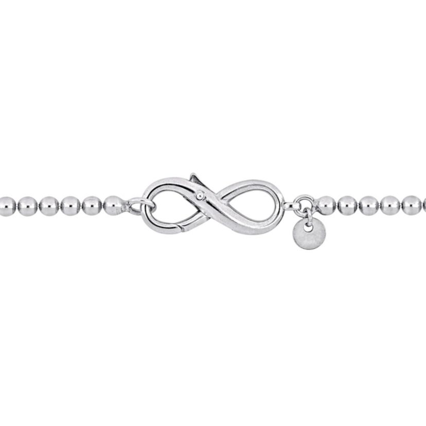 Bead Link Necklace with Infinity Clasp in Sterling Silver - 18"