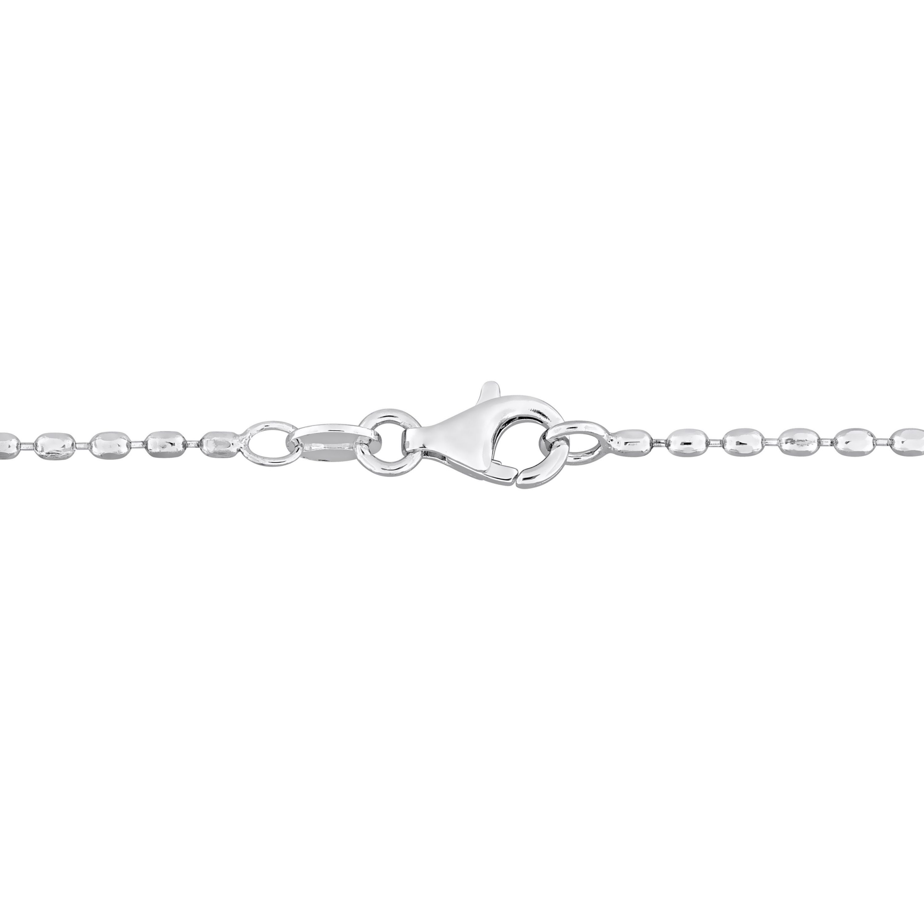 Beaded Chain Necklace in 3-Tone White, Yellow and Rose Plated Sterling Silver