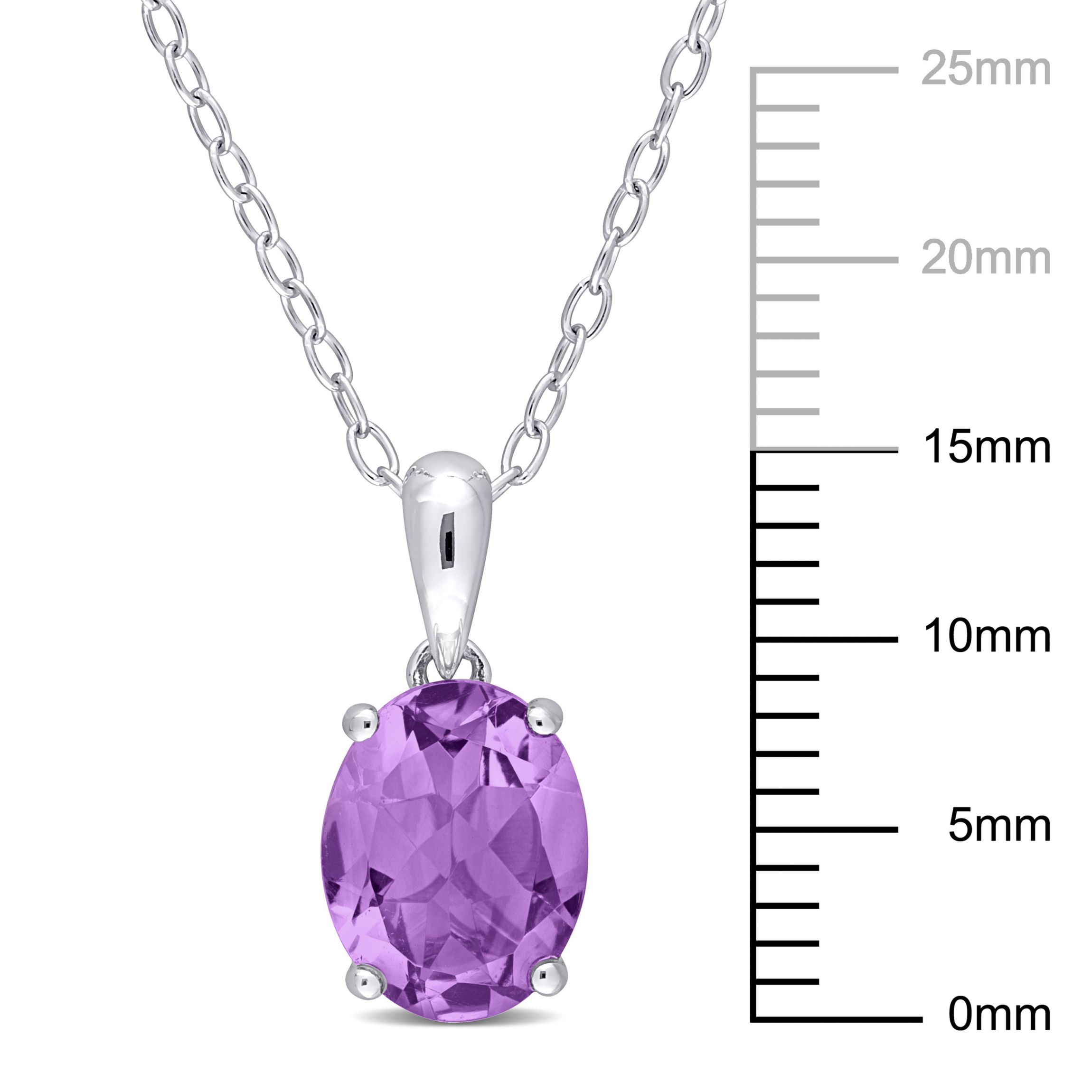 Amethyst Solitaire Design Pendant with Chain in Sterling Silver