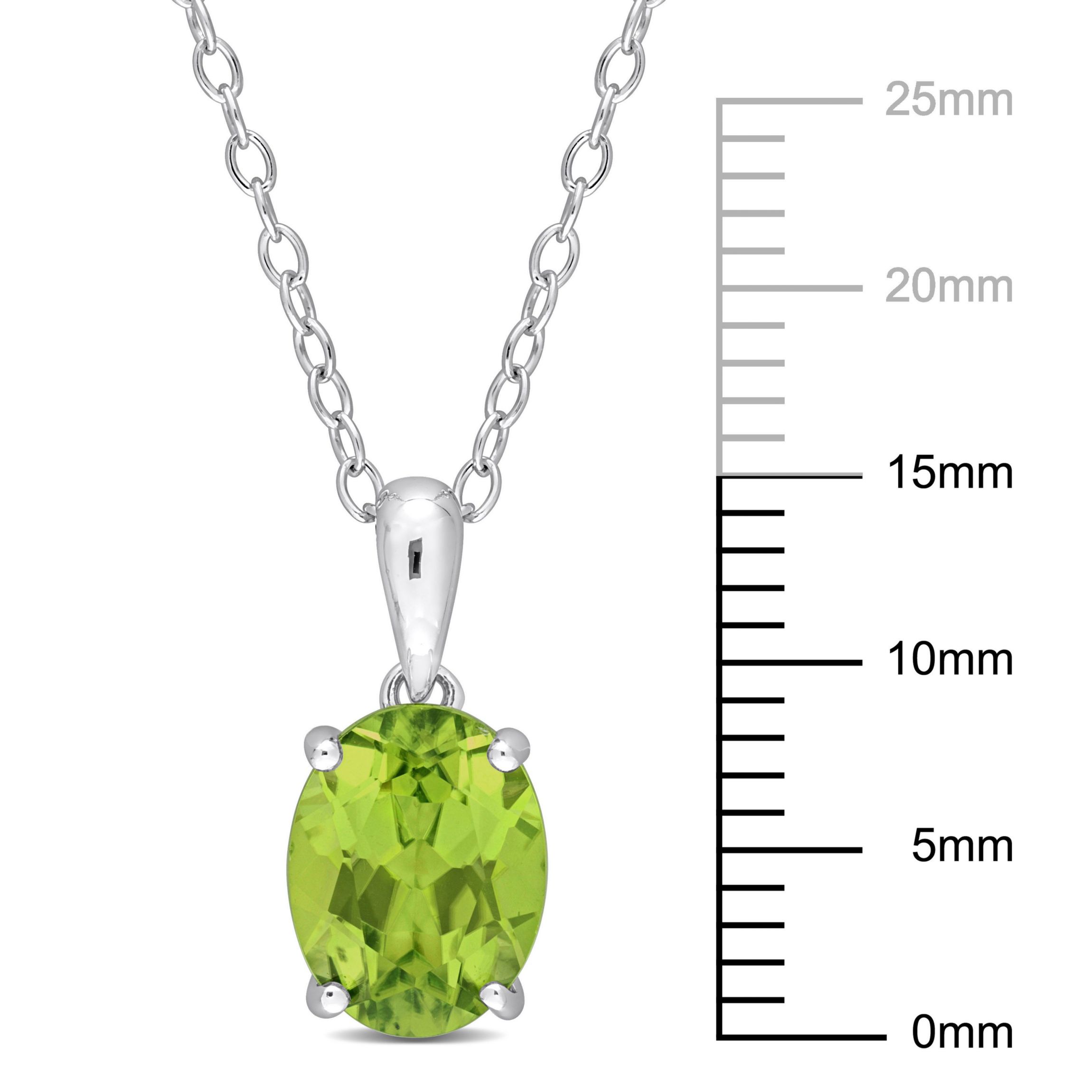 Peridot Solitaire Design Pendant with Chain in Sterling Silver