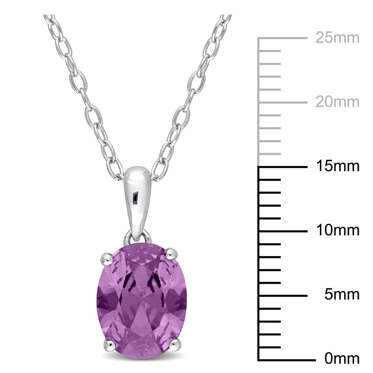 Simulated Alexandrite Solitaire Design Pendant with Chain in Sterling Silver