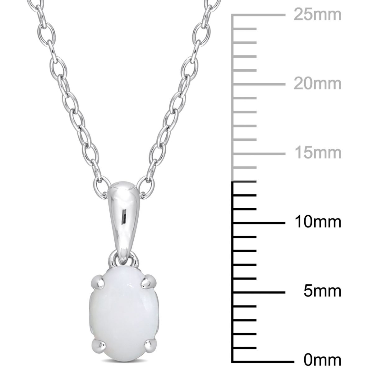 Opal Solitaire Design Pendant with Chain in Sterling Silver