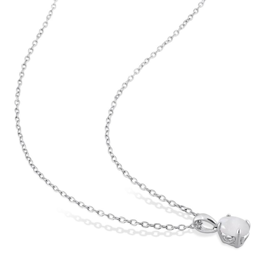 Opal Solitaire Design Pendant with Chain in Sterling Silver