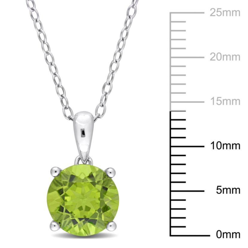 Peridot Solitaire Design Pendant with Chain in Sterling Silver