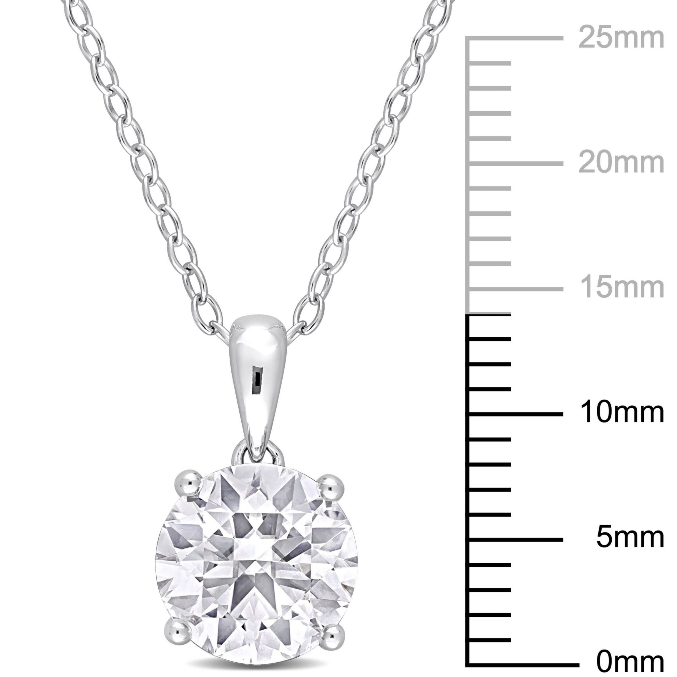 White Topaz Solitaire Design Pendant with Chain in Sterling Silver