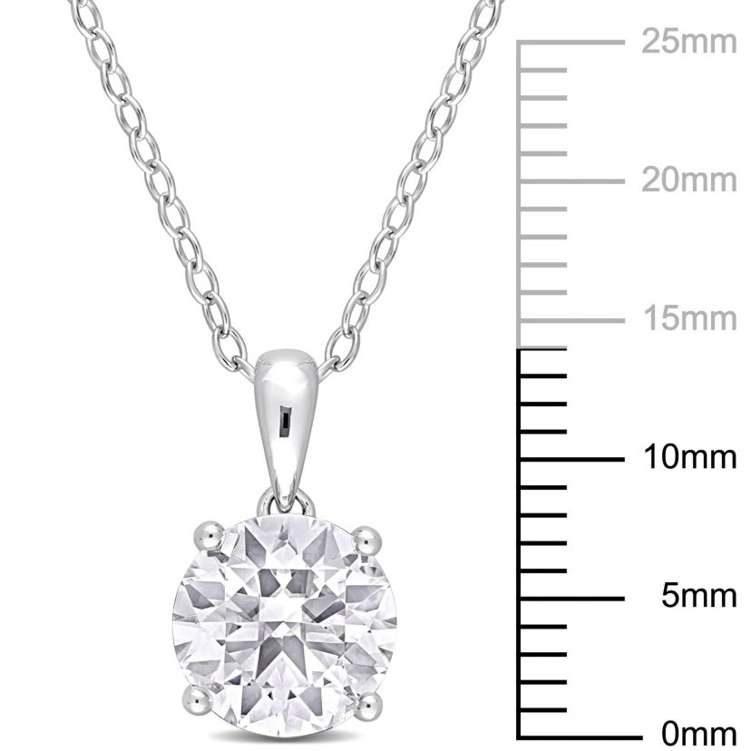 White Topaz Solitaire Design Pendant with Chain in Sterling Silver
