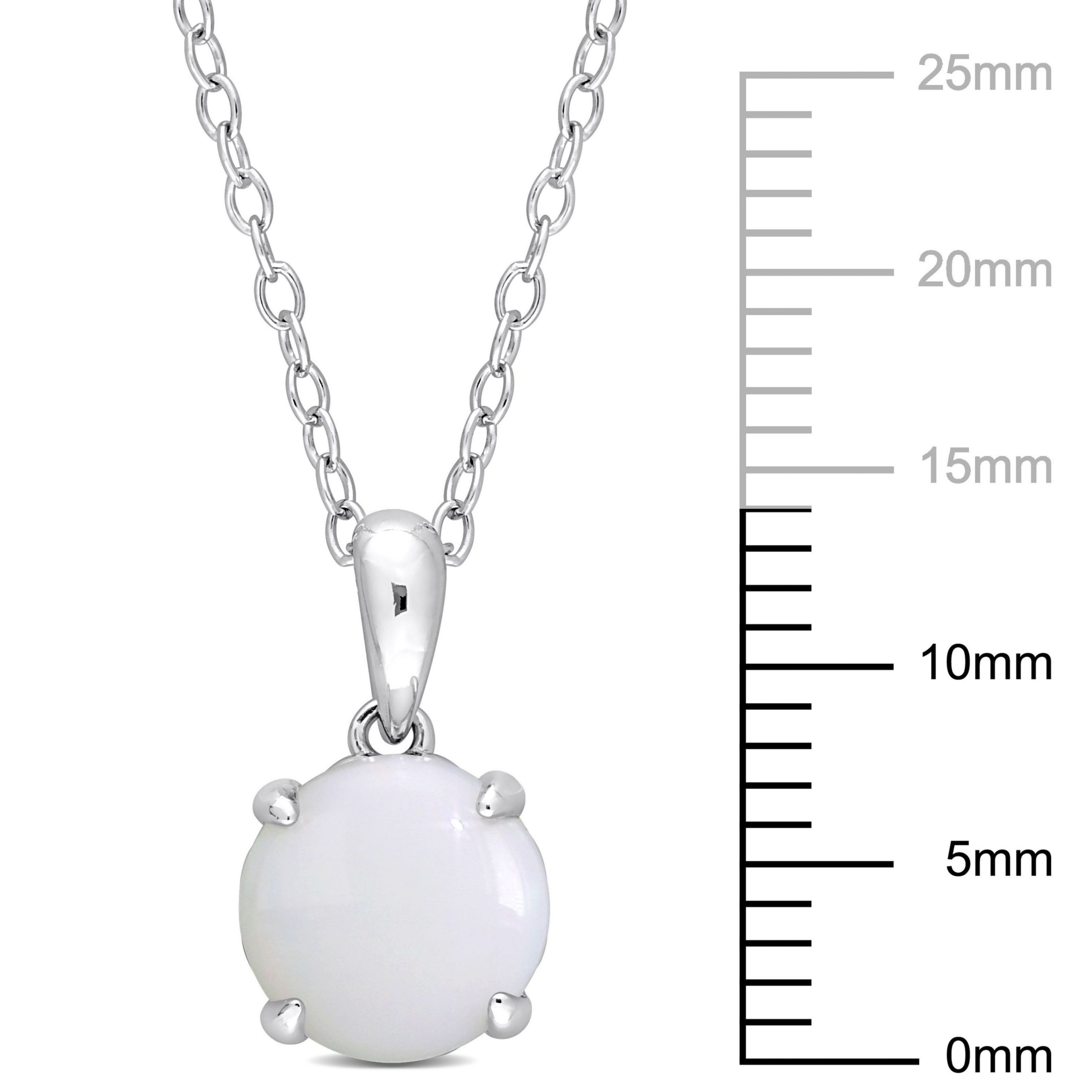 Opal Solitaire Design Pendant with Chain in Sterling Silver