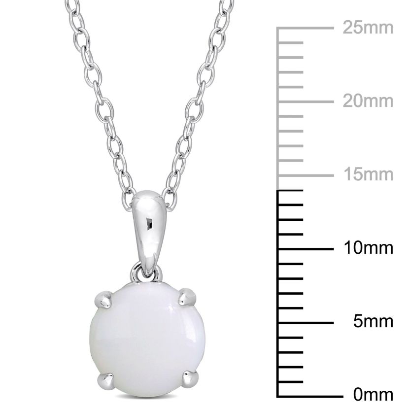 Opal Solitaire Design Pendant with Chain in Sterling Silver