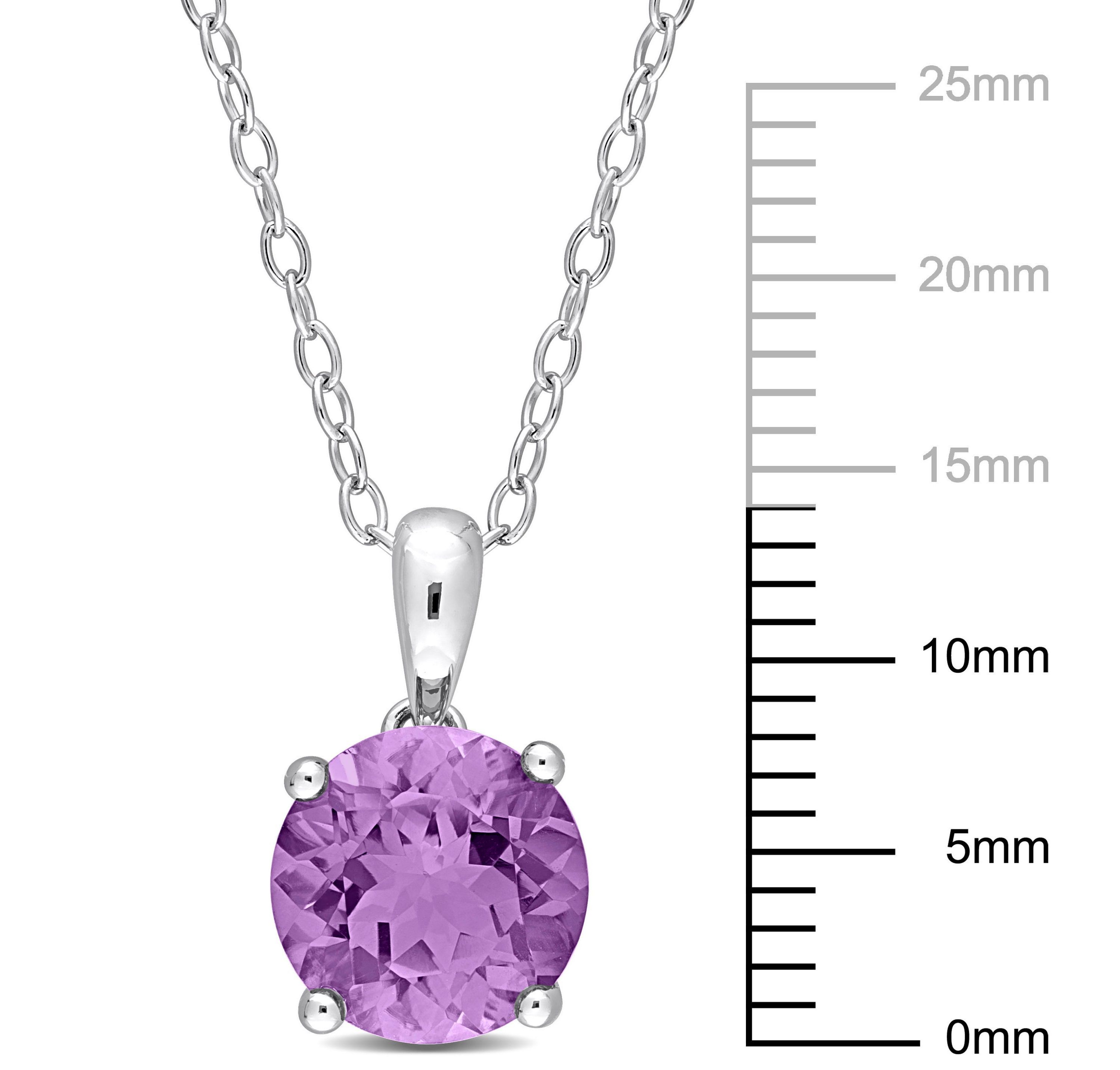 Amethyst Solitaire Design Pendant with Chain in Sterling Silver