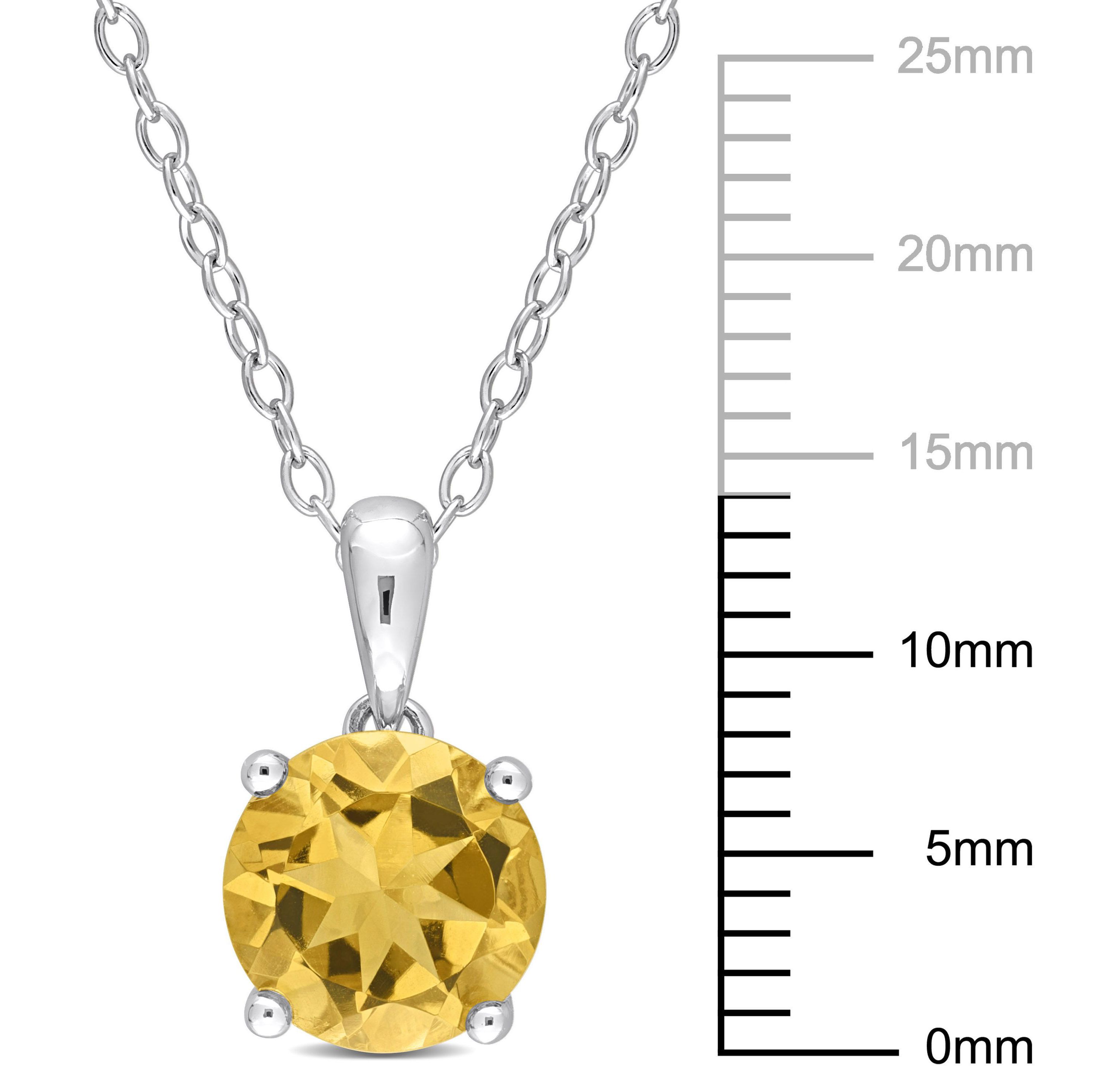 Citrine Solitaire Design Pendant with Chain in Sterling Silver