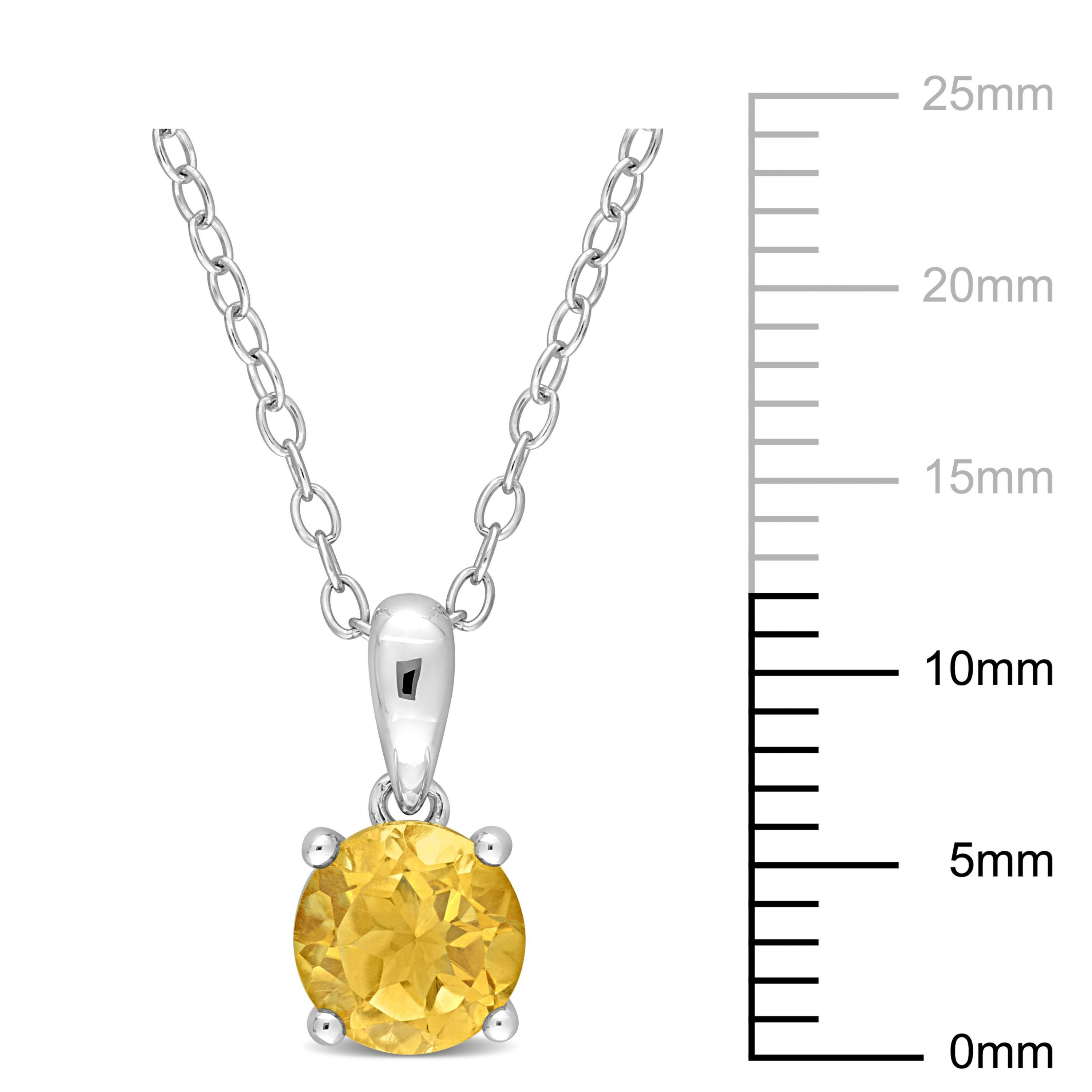 Citrine Solitaire Design Pendant with Chain in Sterling Silver