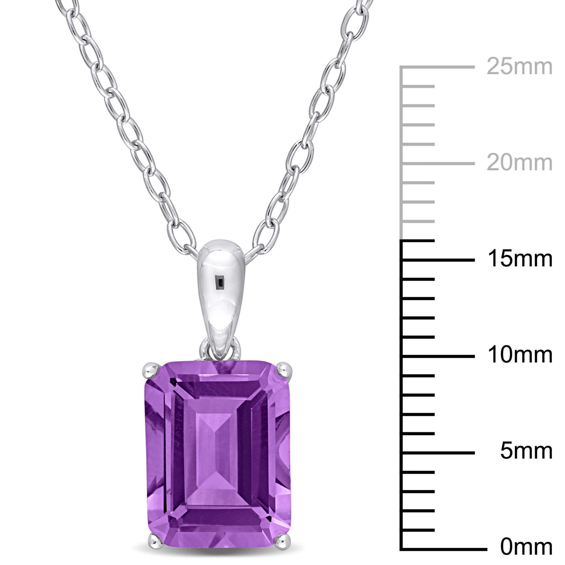 Amethyst Solitaire Design Pendant with Chain in Sterling Silver