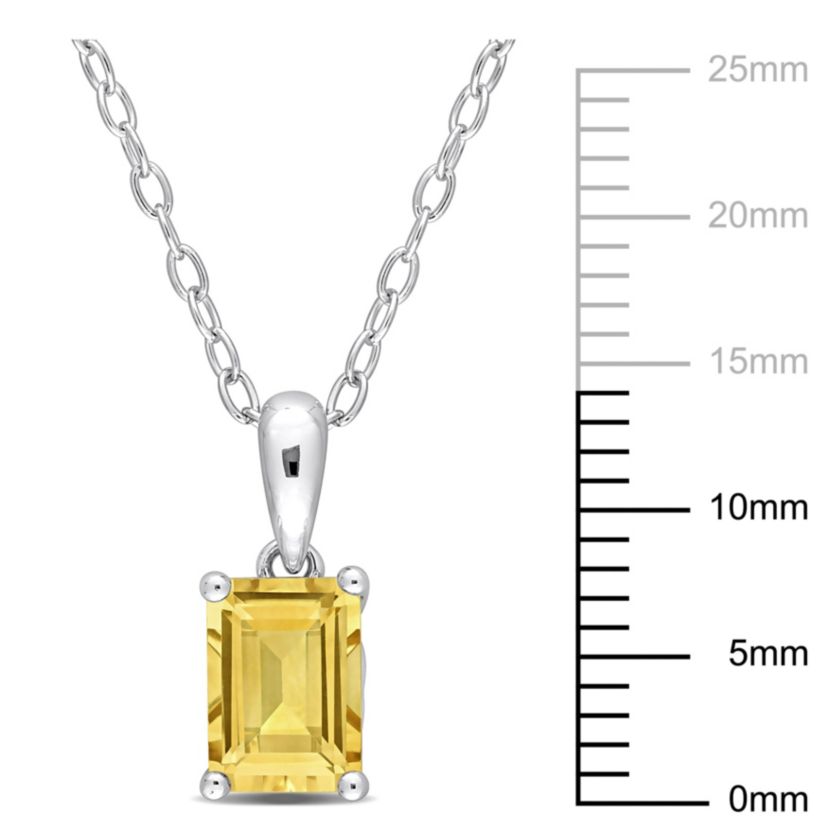Citrine Solitaire Design Pendant with Chain in Sterling Silver