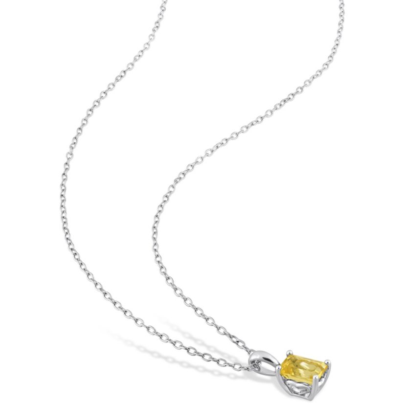 Citrine Solitaire Design Pendant with Chain in Sterling Silver