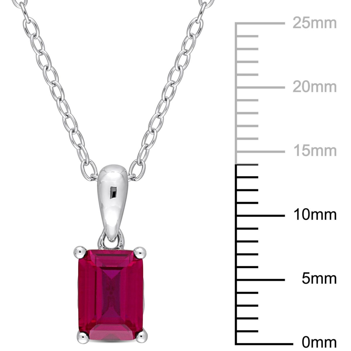 Lab Created Created Ruby Solitaire Design Pendant with Chain in Sterling Silver