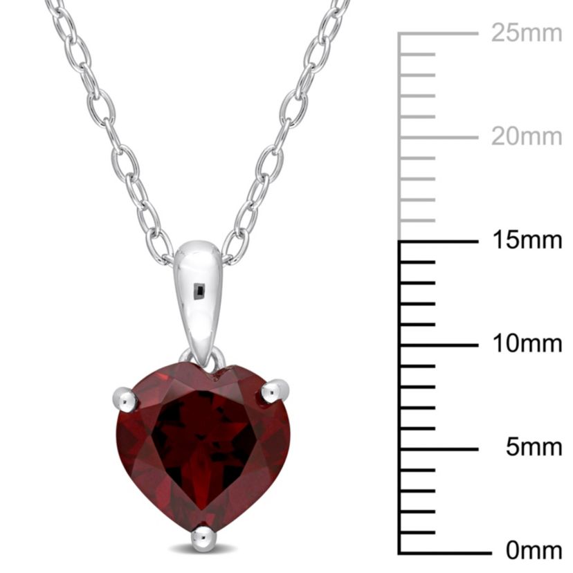 Garnet Solitaire Design Pendant with Chain in Sterling Silver